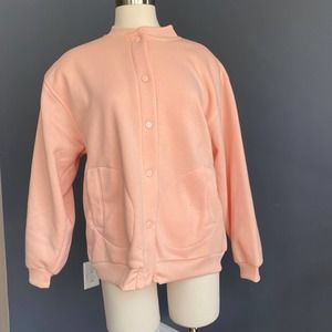 Varsity style button down sweatshirt jacket